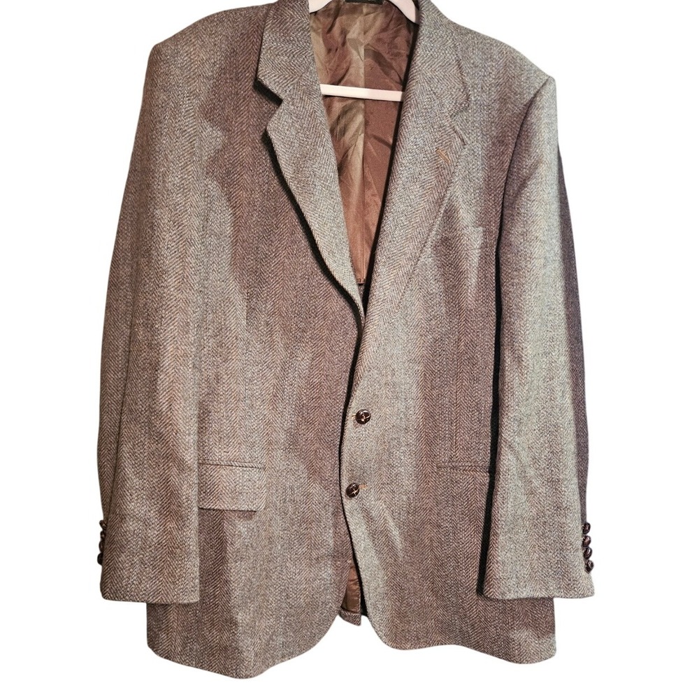 Arnie USA 44L‎ Herringbone Wool-Blend Blazer Men Sport Coat #377